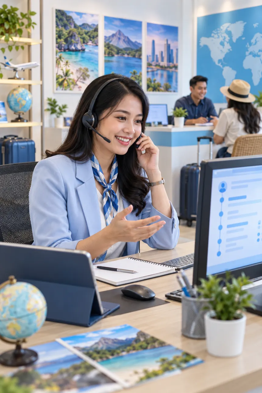 Customer service travel menindaklanjuti pelanggan